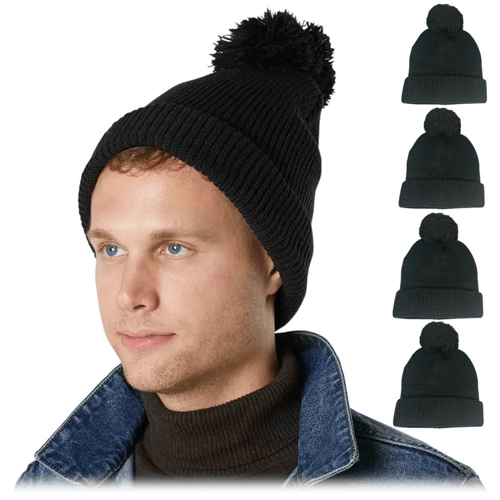 Men's Black with Pom