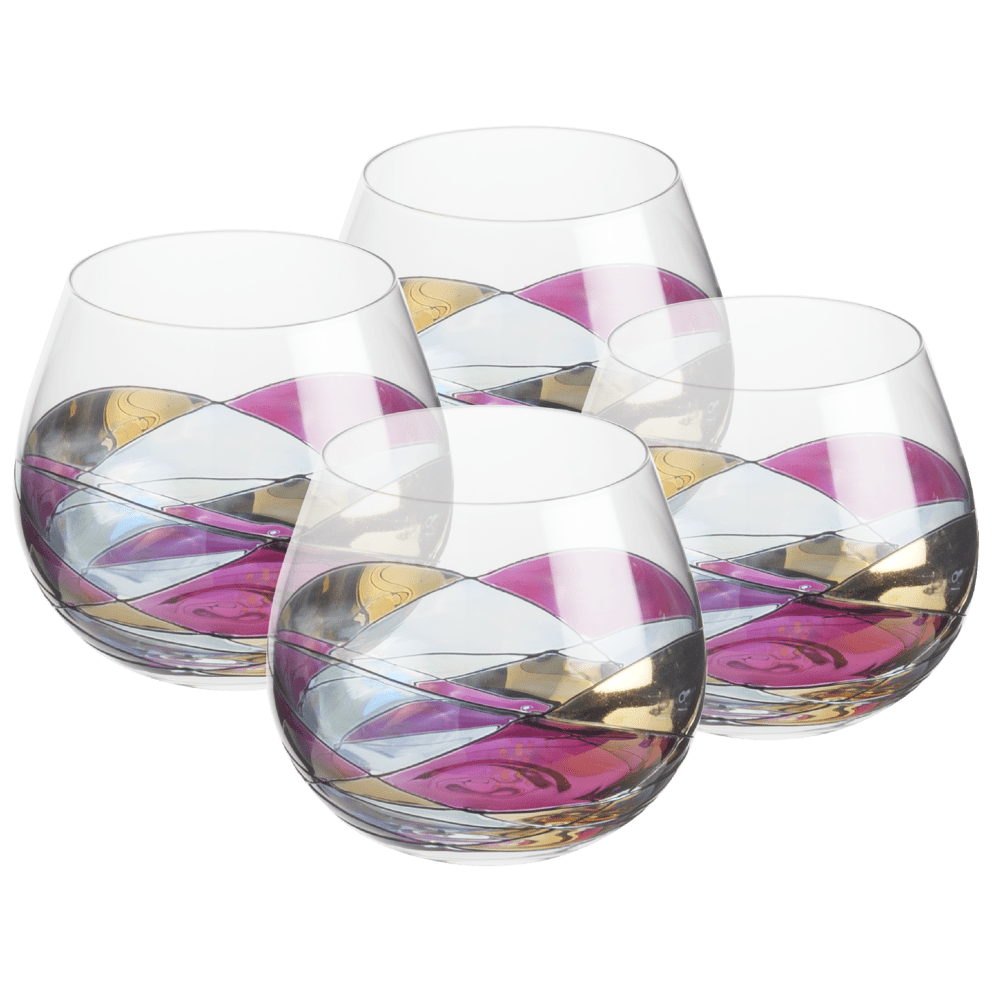 Stemless Balloon Wine Glasses - Red Line