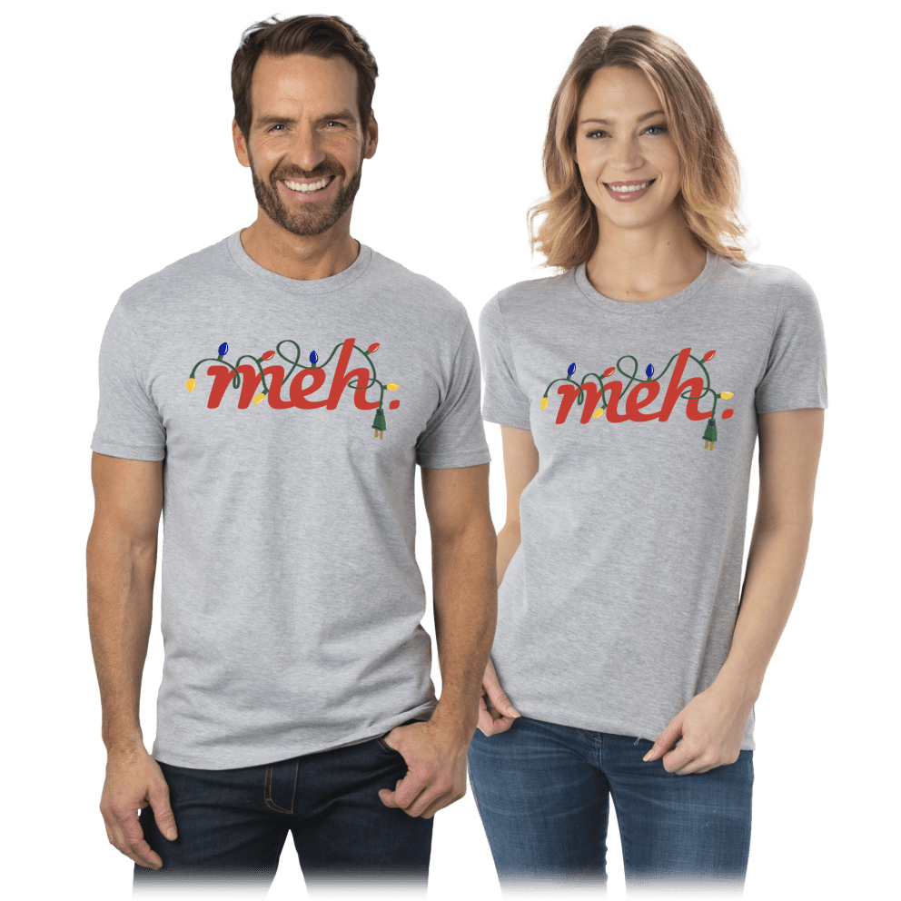 Red Meh Logo Lights on Heather Gray