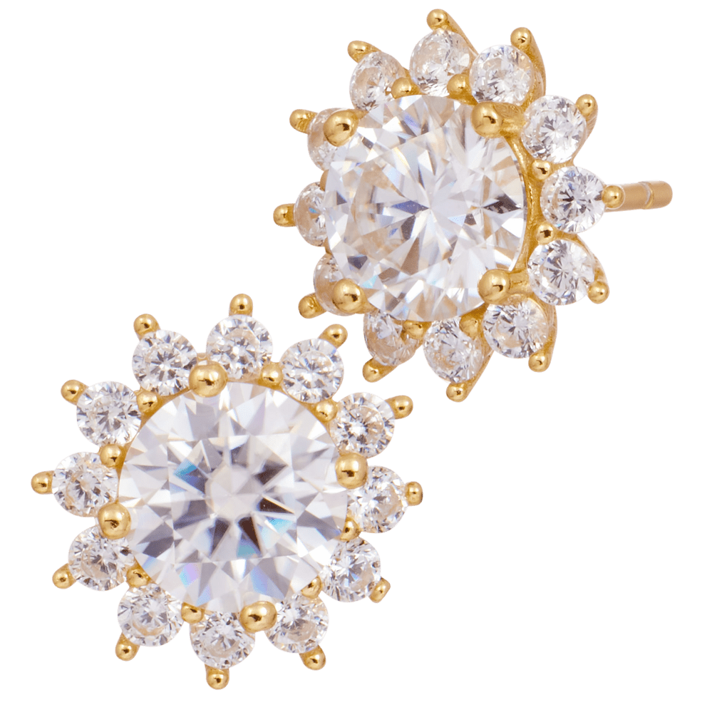 Stud Earrings in 18K Yellow Gold over Sterling