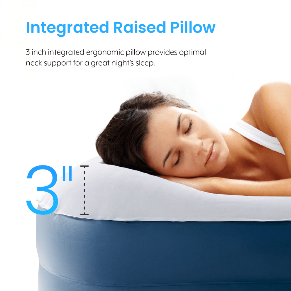 Built-in raised pillow provides head & neck support