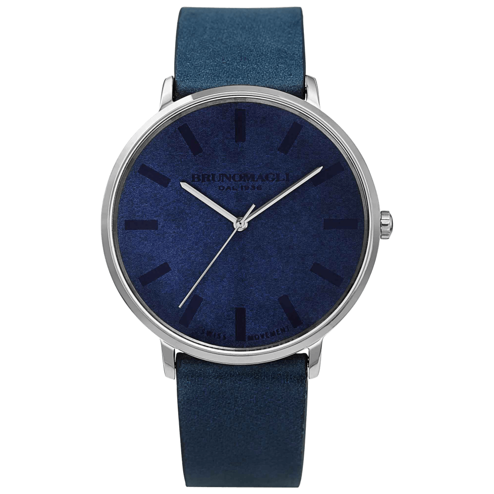 Silver Case w/ Blue Strap and Blue Dial