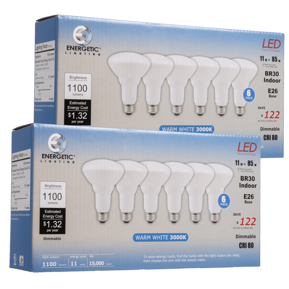 12-Pack - BR30 11W Dimmable 3000K