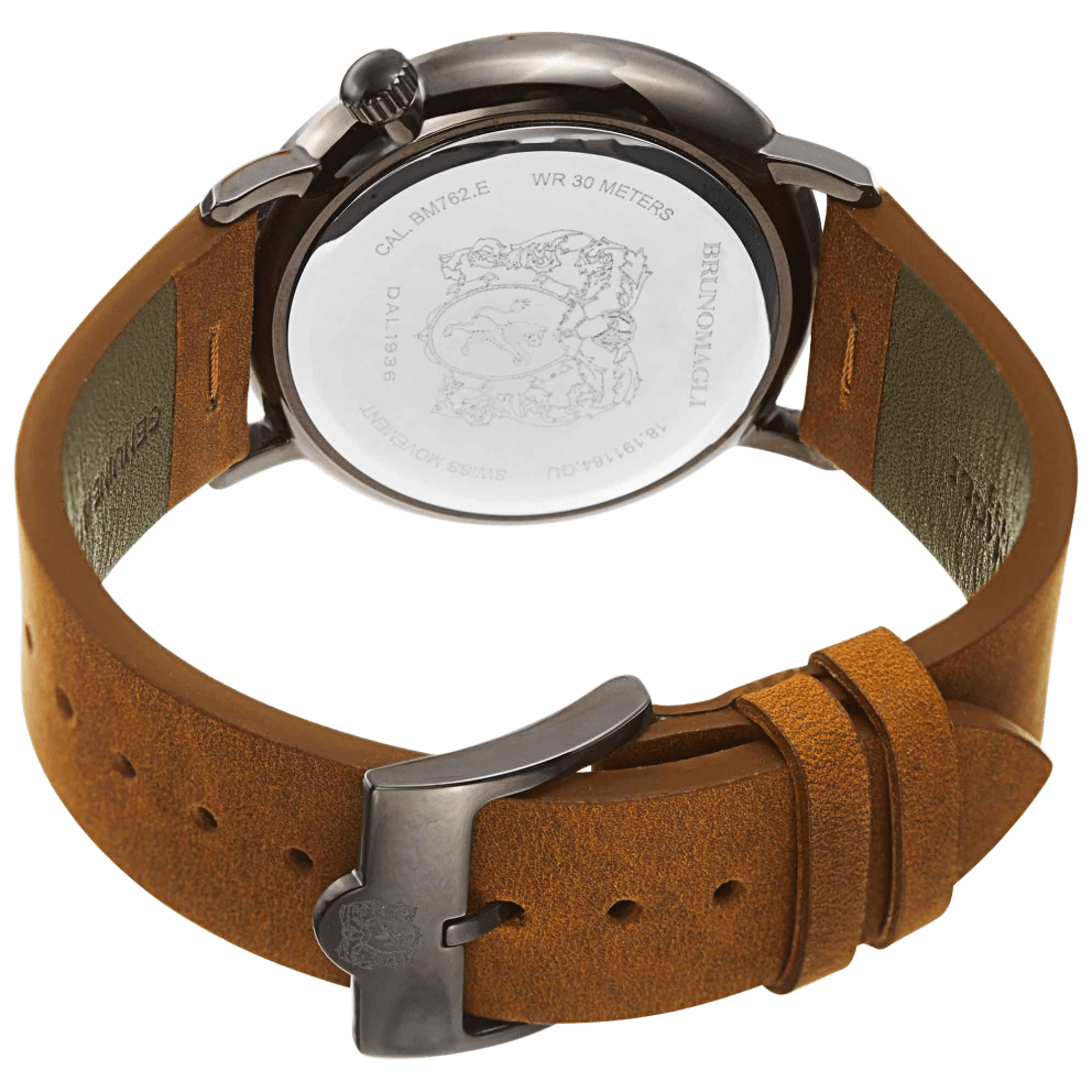 Brushed bronze Case w/ Red Hand and Carmel Brown Strap