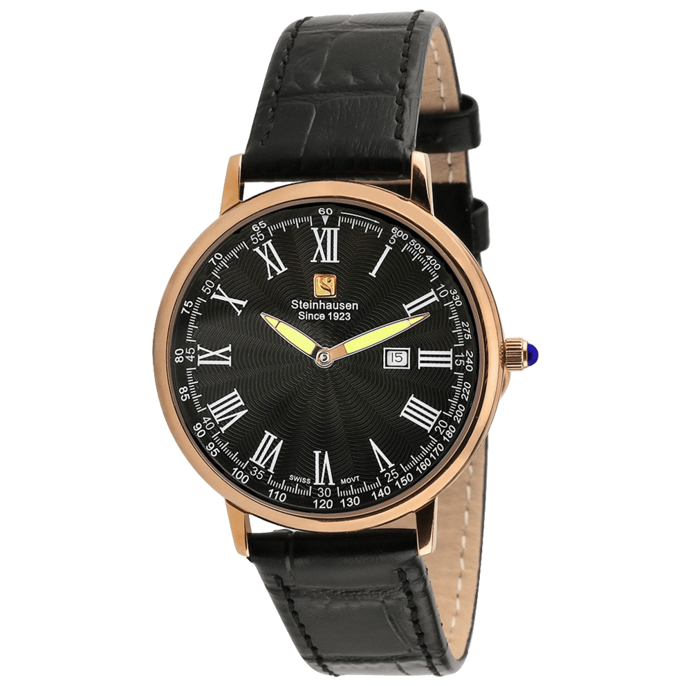 Rose Gold Case with Black Leather Band