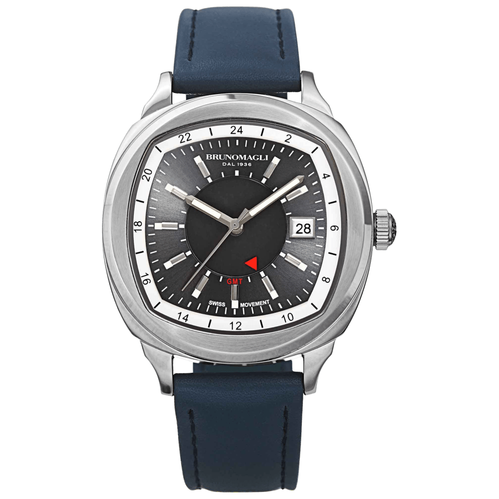 Silver Case w/ Gun Dial on Blue Strap