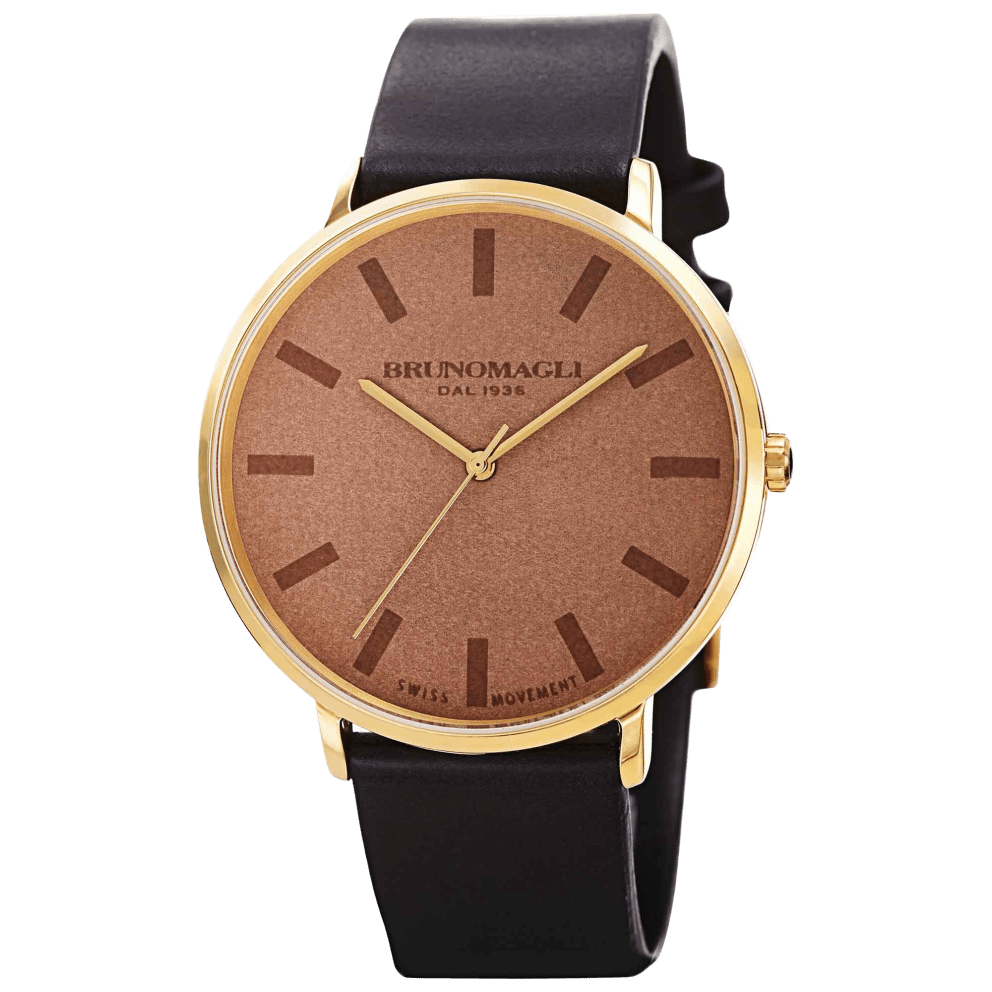 Style: Gold Case w/ Black Strap and Medium Brown Dial