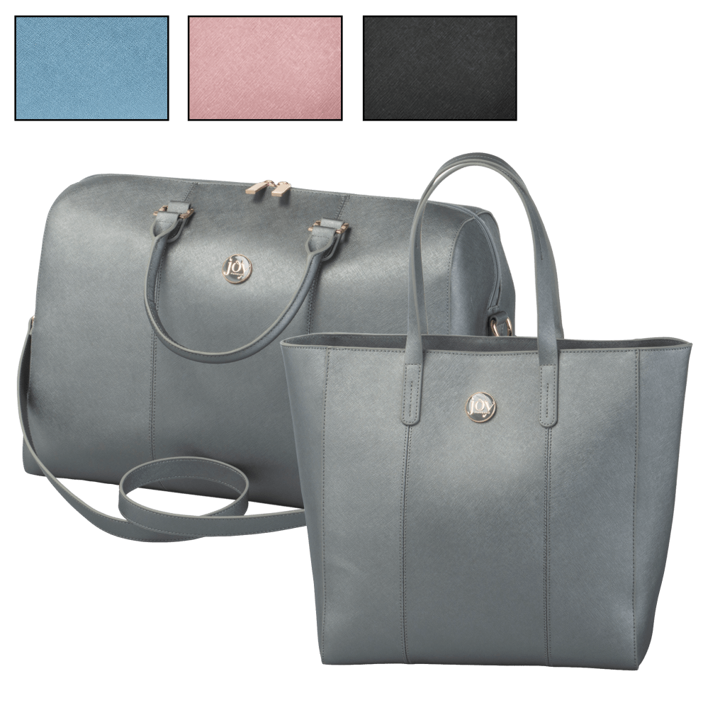 SideDeal Joy Mangano Metallic Leather Weekender Tote Combo