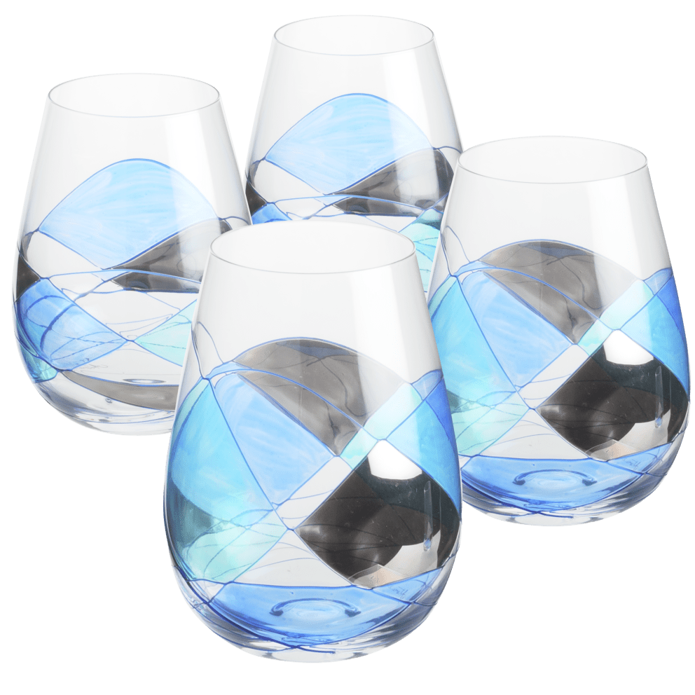 Stemless Wine Glasses - Blue Line