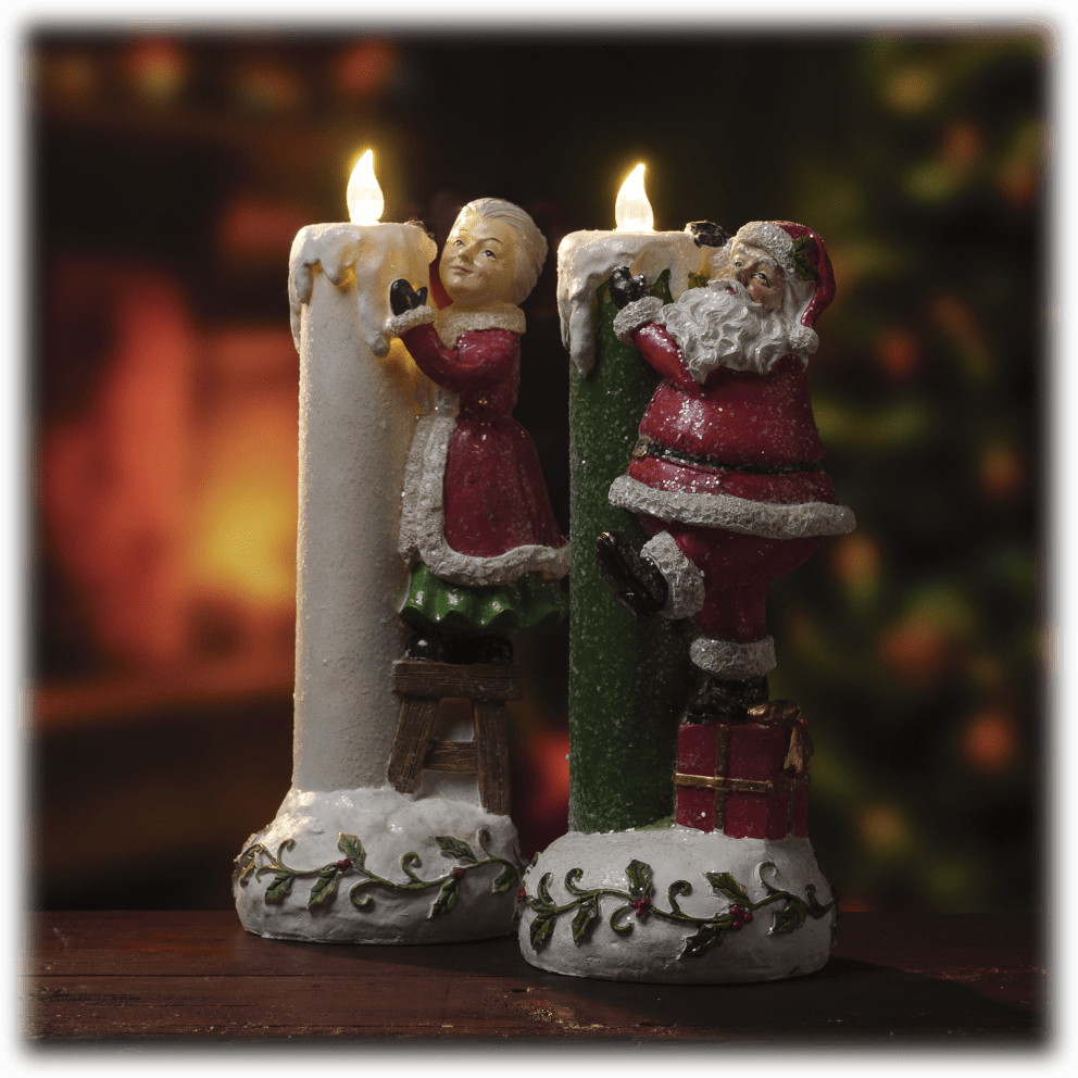 Valerie Parr Hill Santa & Mrs. Claus Candle Set