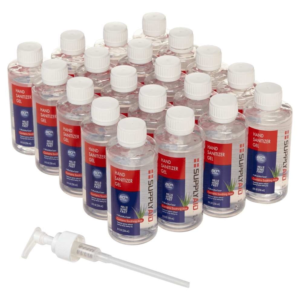 20-Pack: SupplyAid 80% Alcohol Hand Sanitizer Gel with Soothing Aloe 8 oz