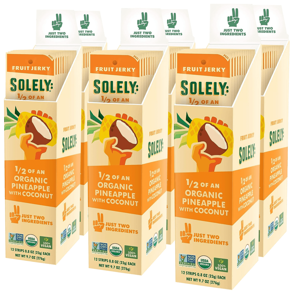 Solely Organic Pineapple With Coconut Fruit Jerky