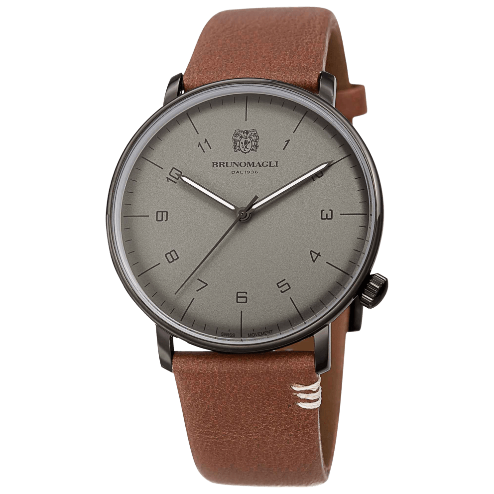Gunmetal Case w/ Grey Dial on Brown Strap