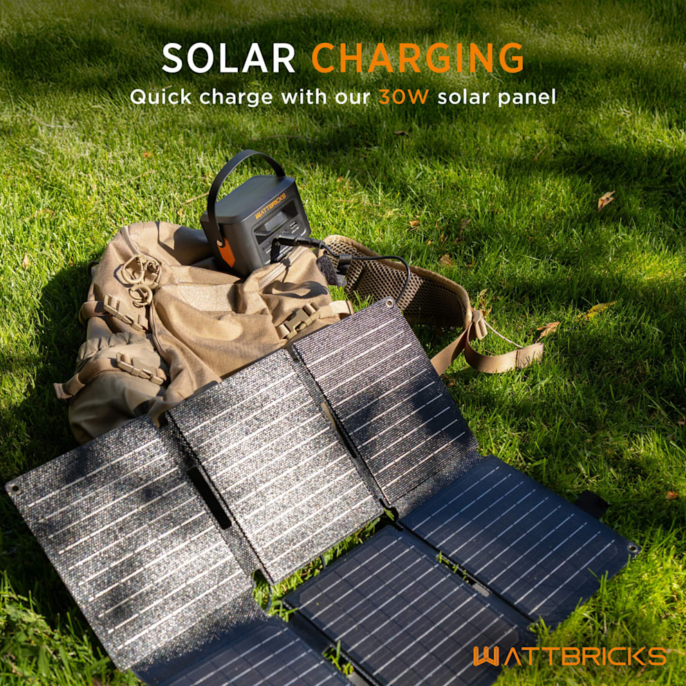 Power up quickly outdoors with 30W solar panel charger