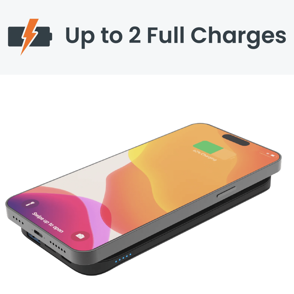 Portable design slips easily into a bag so backup power is always close by