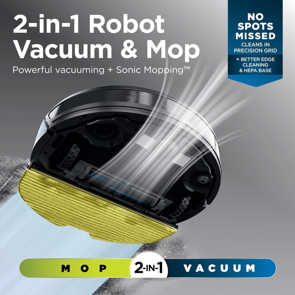 2 in 1 vacuum and sonic mopping for deeper, more efficient floor cleaning.