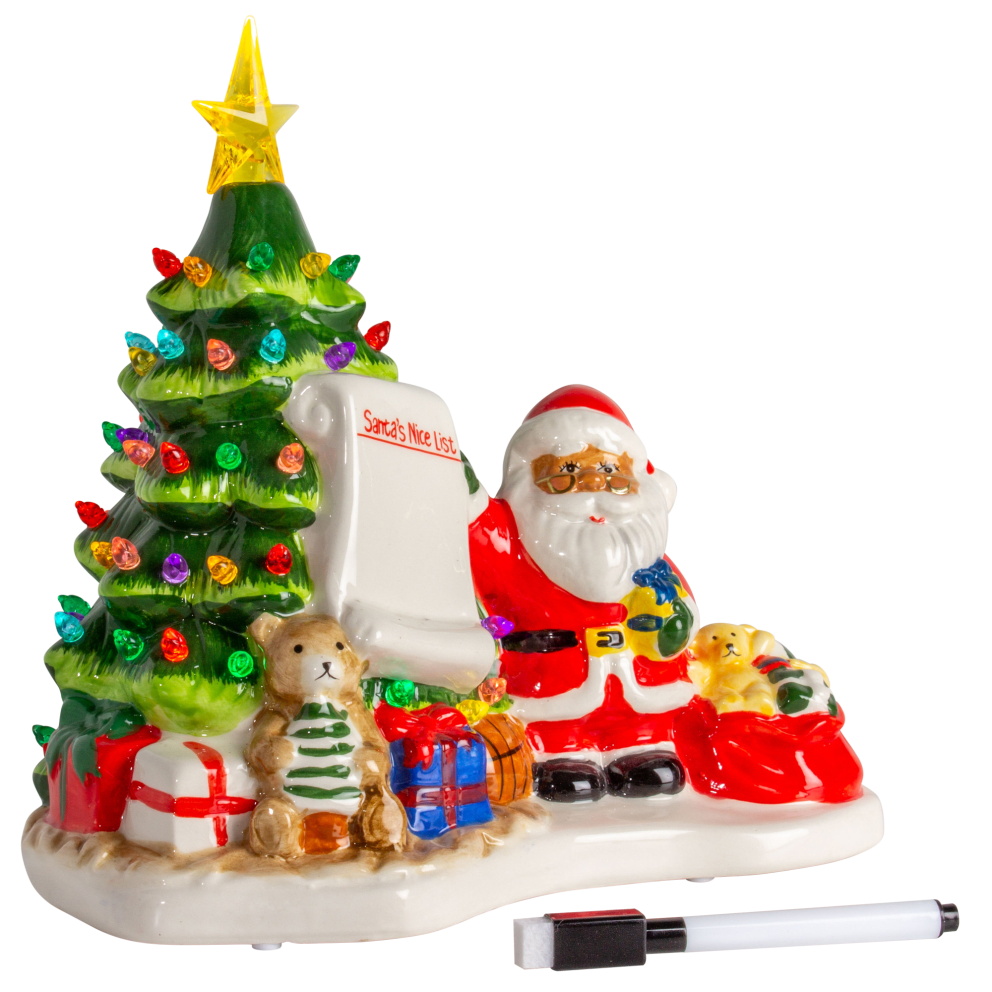Mr. Christmas 10" Tree with Customizable Santa List (Black Santa)