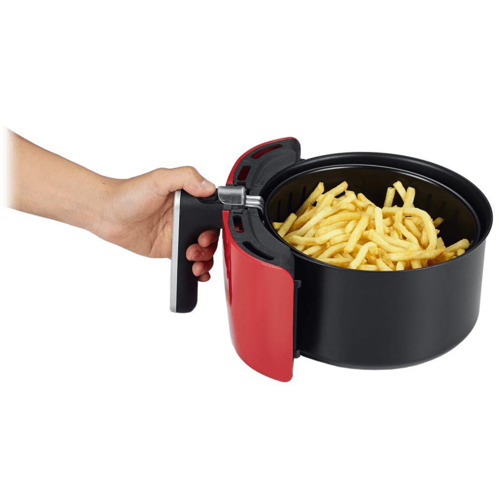 Includes a recipe book for fries, meats, desserts, vegetables and more