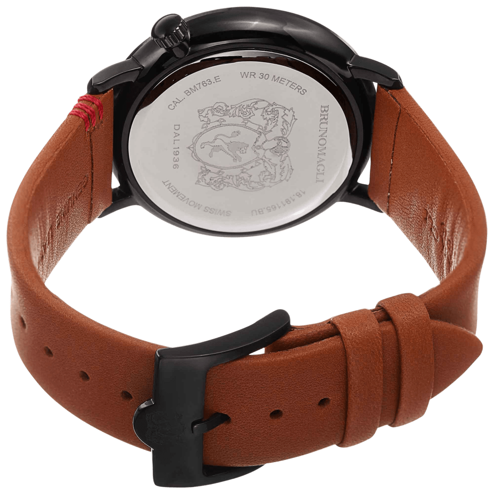 Black Case w/ White Dial on Brown Strap