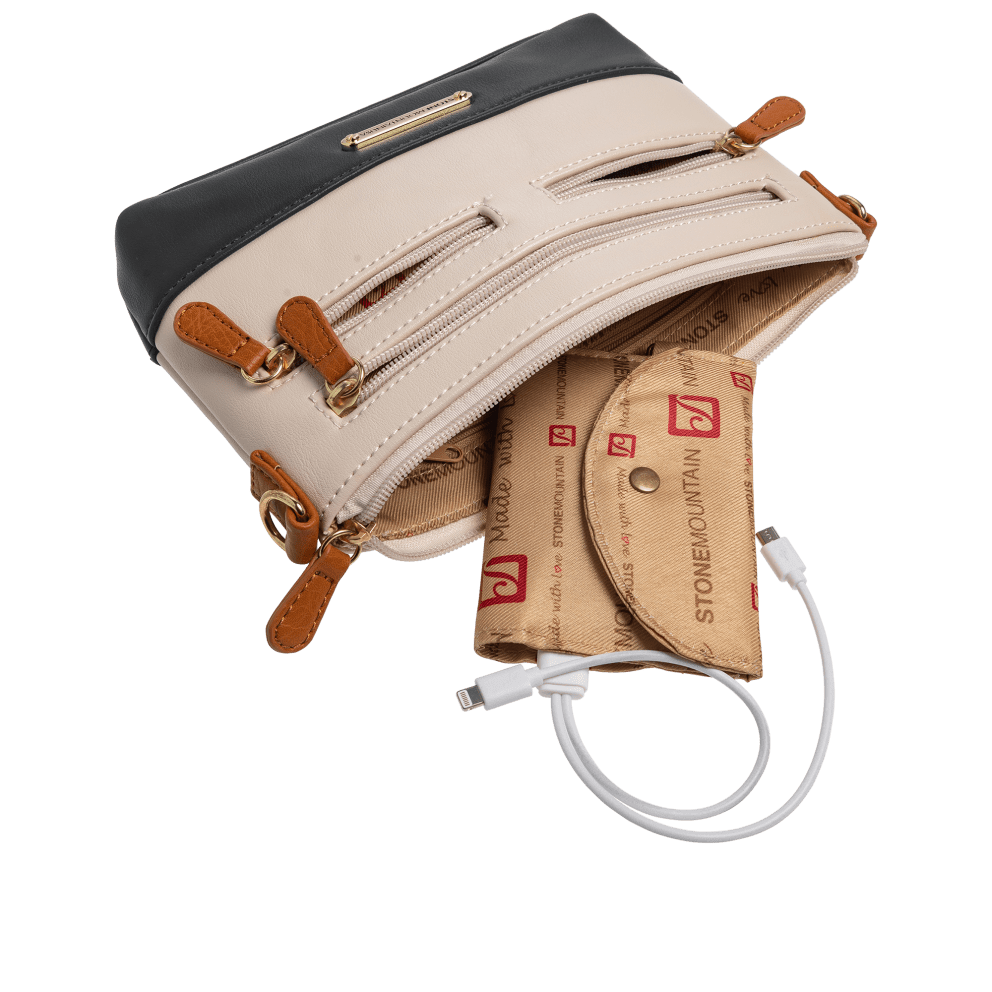 Built in battery pack and charging cables for Android and iPhone