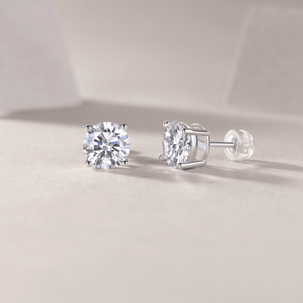 Radiant Moissanite is set in sterling silver