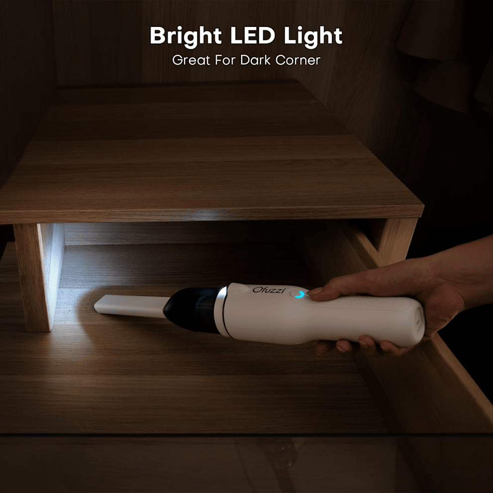 Built-in LED light helps illuminate dark spaces while you clean.