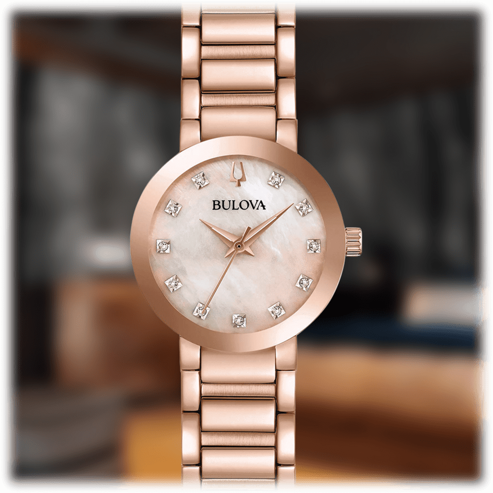 SideDeal Bulova Maquina Diamond Rose Gold Tone Ladies Watch 97P132