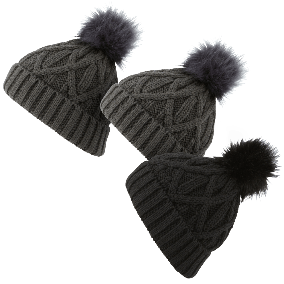 With Poms in Charcoal/Charcoal/Black