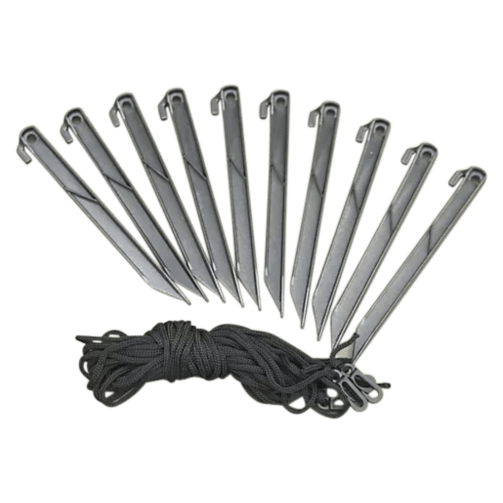 Comes with 10 ground stakes and 4 tether ropes for secure placement