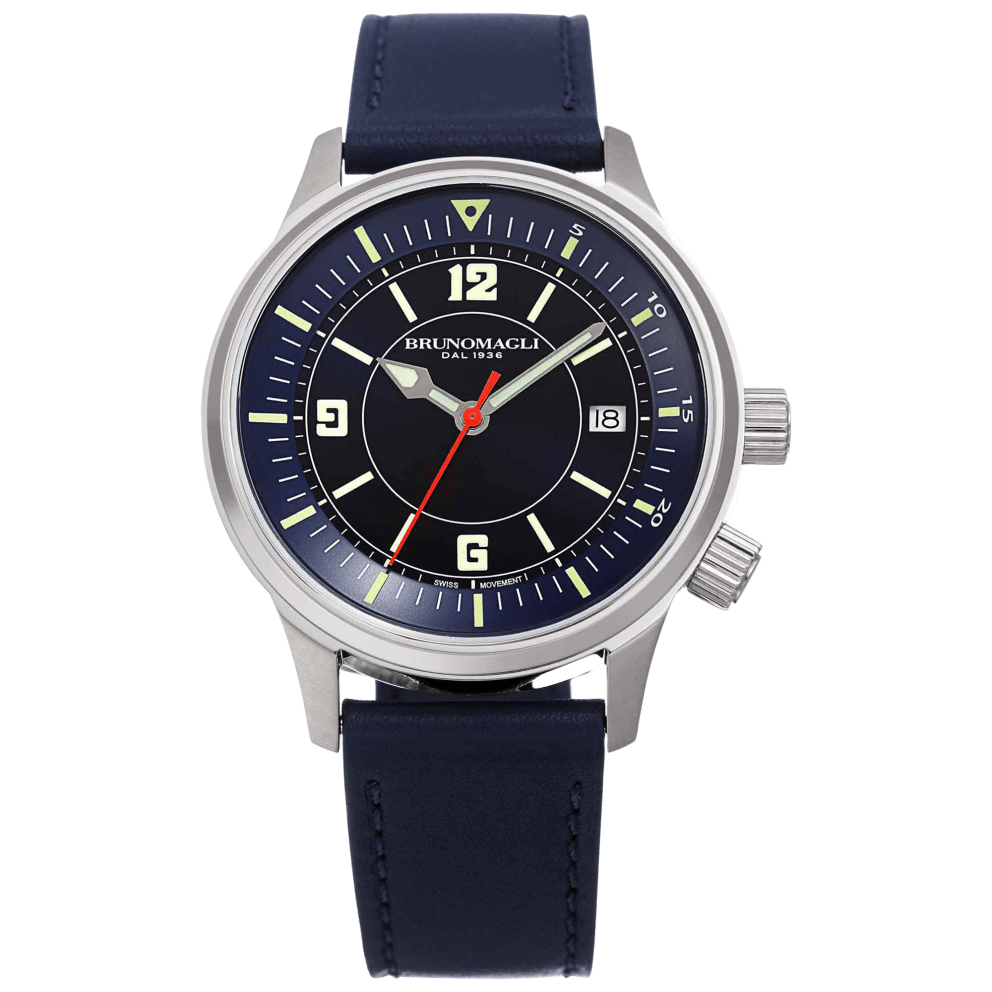 Silver Case w/ Blue Dial on Blue Strap