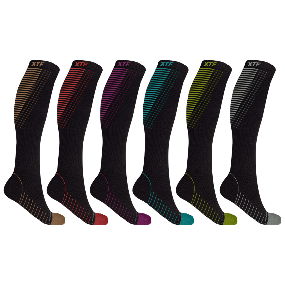 Copper-Infused Striped Knee-High Compression Socks