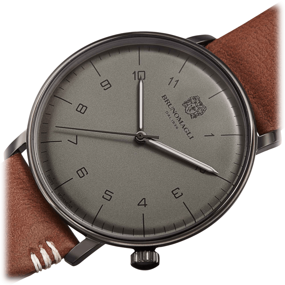Gunmetal Case w/ Grey Dial on Brown Strap