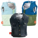 Olive Green Puffy Vest / Seamfoam Puffy Vest / Pewter Denim Vest