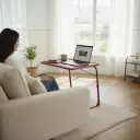 Spacious surface fits laptops meals books and more