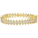 Beaded Cluster Link Tennis Bracelet with 14K Yellow Gold Plating