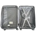 A divider panel with adjustable elastic cross-straps to hold your belongings, and a zippered compartment on the opposite side