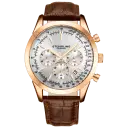 Rose Case with Silver Dial and Brown Leather Strap