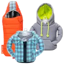 Gray Hoodie / Blue Flannel / Sleeping Bag