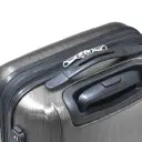 Push-button aluminum handle adjusts and retracts easily