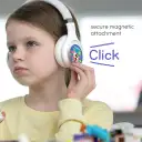 Magnetic shields click into place to swap stories