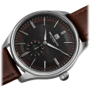 Silver Tone, Black Dial w/ Brown Inlay, and Brown Strap