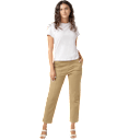 Straight-leg silhouette and flat front create a clean, versatile look.