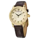 Gold-Tone Case with Brown Leather Strap
