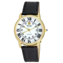 Gold-Tone with Black Leather Band