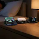 Space saving charging solution for desks, counters, or nightstands.