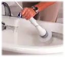 Power scrubber removes soap scum, calcium, lime, and rust