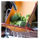 Fold it up to use as a strainer or container