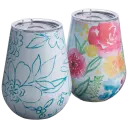2-Pack: 14oz Wine Tumblers (Watercolor & Blue Sketch)