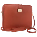 13" Zippered with Strap Tangerine Saffiano