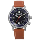 Silver Case w/ Blue Dial on Tan Brown Strap